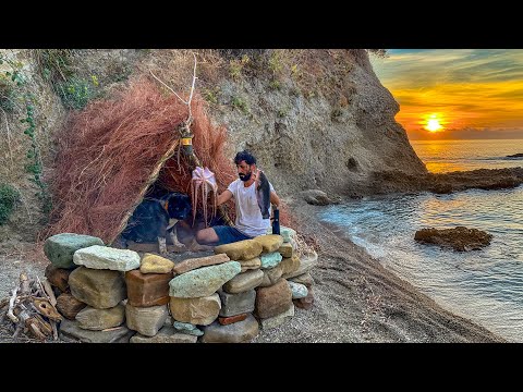 3 DAYS solo survival (NO FOOD, NO WATER, NO SHELTER) Catch and Cook - OCTOPUS, FISHING. Bushcraft