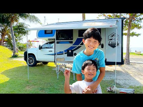 예준이와 예성이의 캠핑카 하우스 트럭 가족여행과 어린이 장난감 놀이 Camping Car Truck Activity