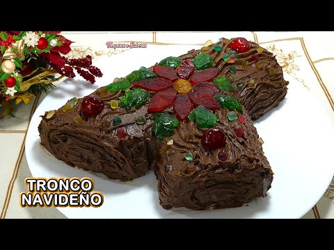 TRONCO NAVIDEÑO ESPECTACULAR bien relleno delicioso y muy fácil de hacer te encantará