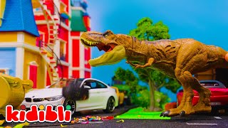 Oyuncak Dinozor Saldırısı! İtfaiye ve Helikopter Kurtarma Görevi 🦖 Jura Oyuncakları | Kidibli