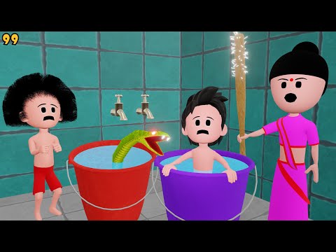 ठंड मे नहाना | Chinu Tinu Aur Mummy Cartoon | Desi Comedy Video | Pagal Beta | cs bisht vines