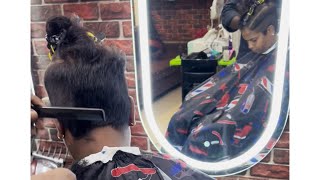 Living the dream: he took his wife to the barbershop