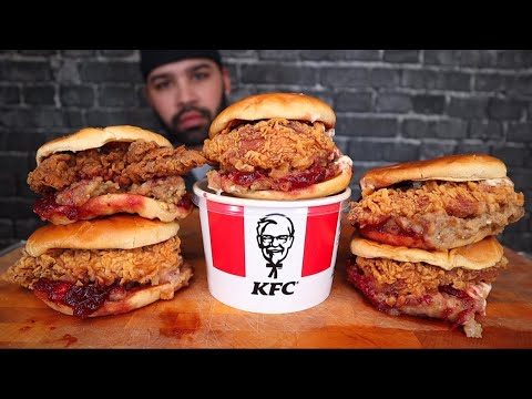 ASMR KFC'S FESTIVE CHICKEN SANDWICH MUKBANG