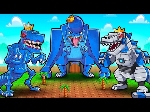 GUERRAS DE DINOSAURIOS - ¡¡¡T-rex pesadilla contra MECHA REX contra Distortus REX!!! (Minecraft)