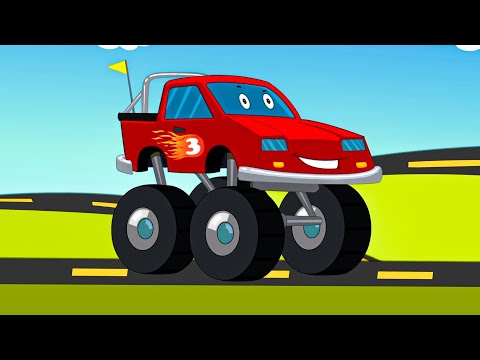 Monster Truck Formation + More Animated Vehicle Videos  for Kids