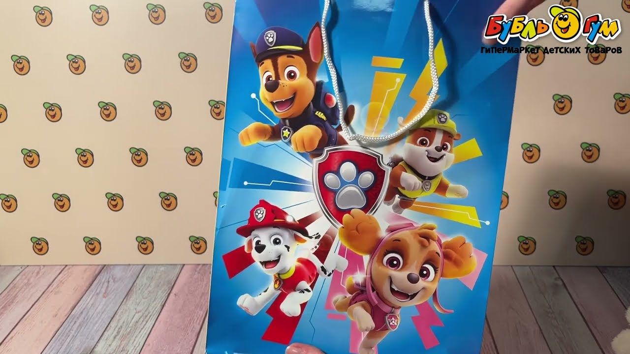 Пакет подарочный большой Щенячий патруль 25х35см - видео