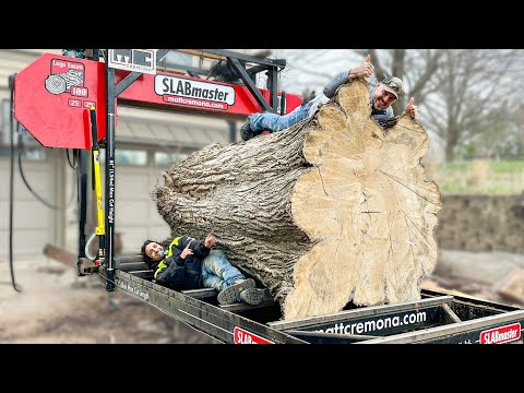 Sawing 600lb Single Slab Elm Table Tops with Matt Ruben