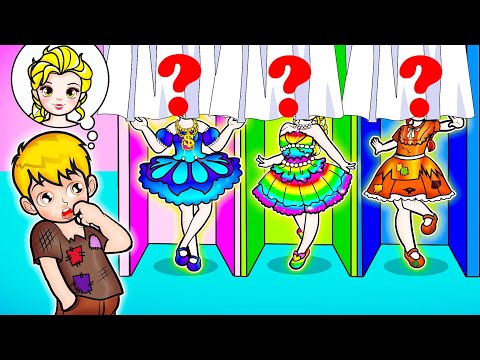 [🐾paper doll🐾] Elsa and Fire Girls in Royal Family! Poor Prince vs Rich Princess - Rapunzel Family