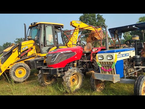 JCB 3DX Backhoe Loader And Mahindra Tractor And Swaraj Tractor Working For Road Construction | Dozer