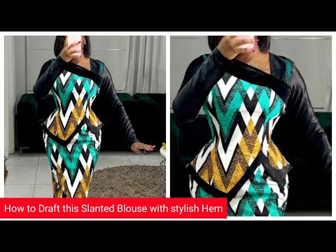 How to cut a slanted neckline Blouse with stylish hem