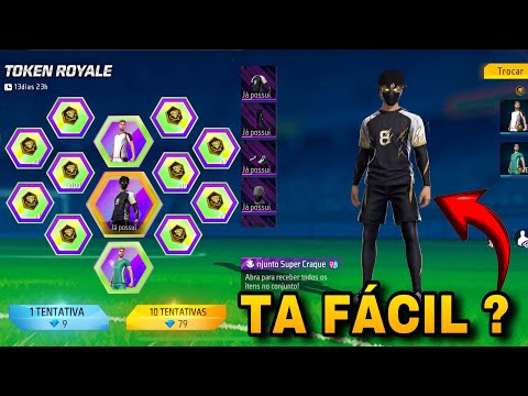 PEGANDO O CONJUNTO SUPER CRAQUE E TODAS AS CAMISAS DE TIME NO FREE FIRE ! EVENTO TOKEN ROYALE !