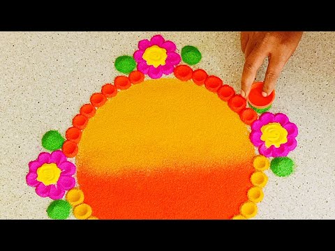 नए साल की सुंदर रंगोली। Easy Rangoli Making Idea | Simple Sankranti Muggu Rangoli | Creative Rangoli