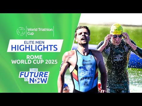 YouTube video thumbnail: Highlights: Men's 2025 World Triathlon Cup Rome
