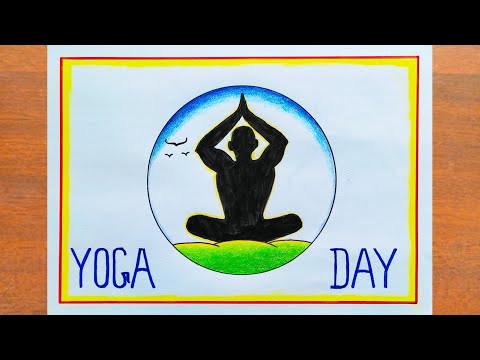 Yoga Day Drawing / International Yoga Day Poster Drawing Easy Steps / World Yoga Day Drawing