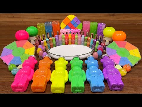 COLORFUL BEARBRICK  IMixing random into Glossy Slime I Relaxing slime videos