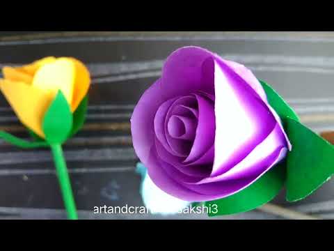 How to make realistic paper rose flower l flower making ideas l flower making with paper #papercraft