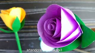 How to make realistic paper rose flower l flower making ideas l flower making with paper #papercraft