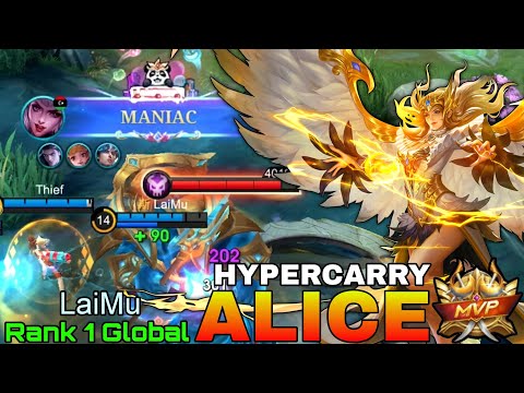 MANIAC Alice Hard Carry Jungler - Top 1 Global Alice by LaiMu - Mobile Legends