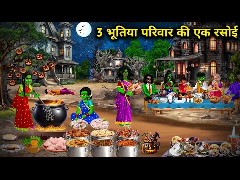 3 भूतिया परिवार की एक रसोई|| Hindi Cartoon Stories|| 3 A kitchen of haunted family || Horror Stories