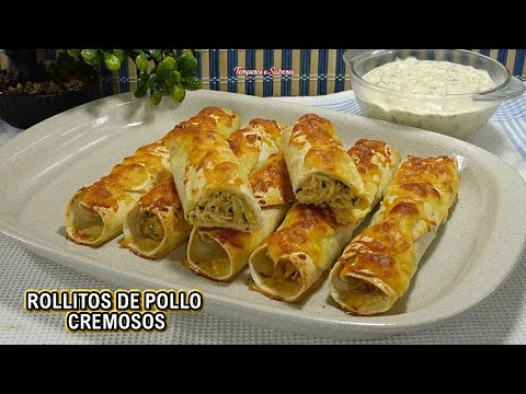 ROLLITOS DE POLLO CREMOSOS Y SU SALSA PARA ACOMPAÑAR fáciles y rápidos de hacer