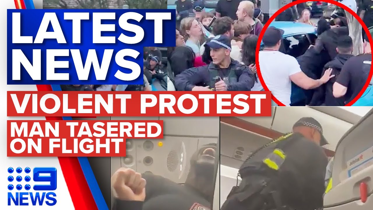 Violent Sydney protests, Man tasered on Jetstar plane