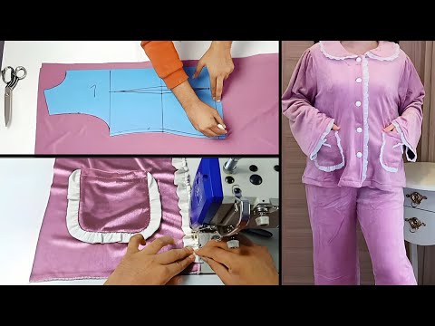 Cutting and stitching of comfortable and elegant velor pajamas