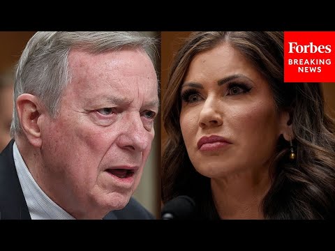 YouTube video thumbnail: 'They're Taking The Man That Sells The Tamales On The Corner': Durbin Slams ICE Actions In Chicago