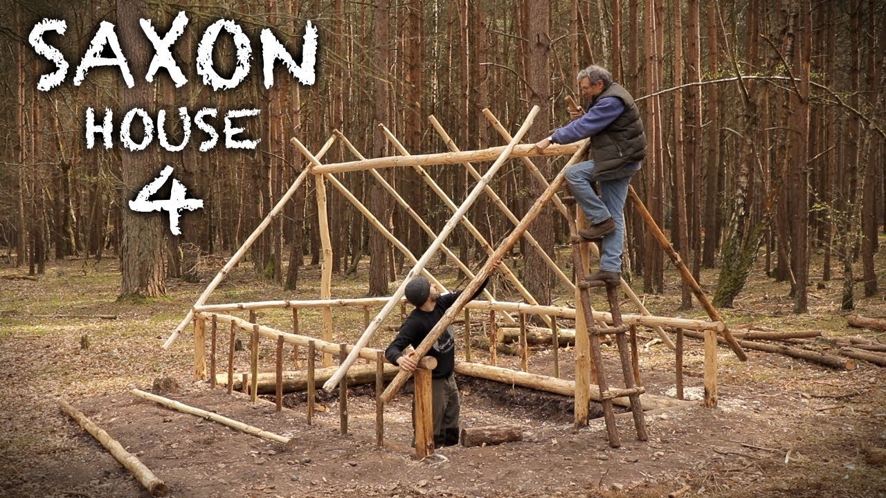 Building a Saxon House with Hand Tools: Rafters and Roof Frame Bushcraft Project (PART 4)