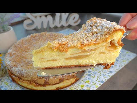 Käsekuchen ohne Boden mit Streusel und Äpfel - neues Rezept! Sehr lecker 😋