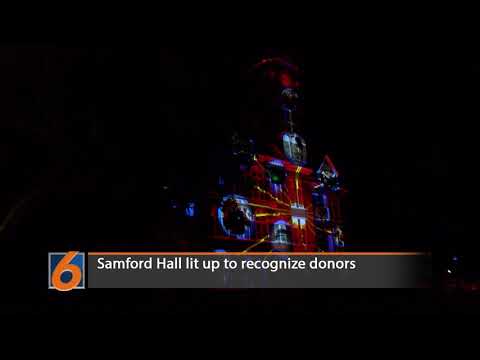 Samford Hall lit up to recognize donors