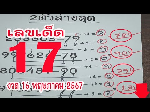 2ตัวล่างสุด เลขเด็ดงวดนี้ เลขทดลองออกงวดนี้ 2ตัวล่าง ทดลองออกหวยงวดนี้ 16/05/2567