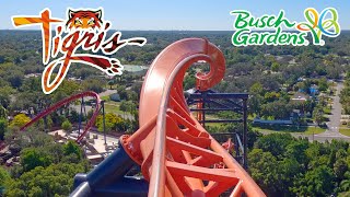 Tigris Front Row POV Busch Gardens Tampa Sky Rocket II Roller Coaster