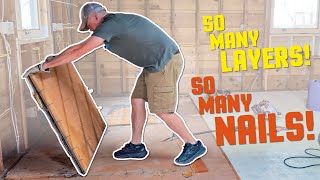 Ripping Out The Floor All 6 Layers At A Time - Kitchen Part 10