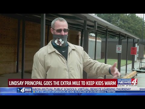 Oklahoma school principal braves freezing weather...