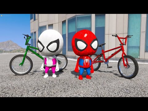 CORRIDA DE BICICLETA BEBE GWEN E BEBE ARANHA no GTA 5 🚴 ♀️🚴 ♂️