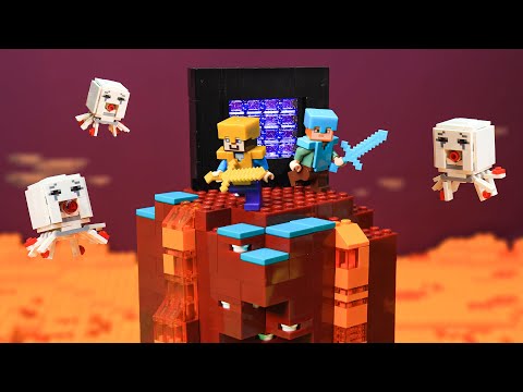 Minecraft Adventure : Survival Monsters Behind Nether Portal - LEGO Animation IRL