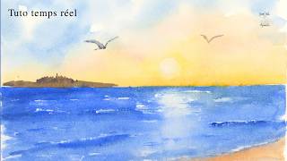 Tuto Aquarelle  : Peindre la mer en 12 minutes ( Temps réel)