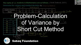 Problem on Calculation of Variance by Short Cut Method