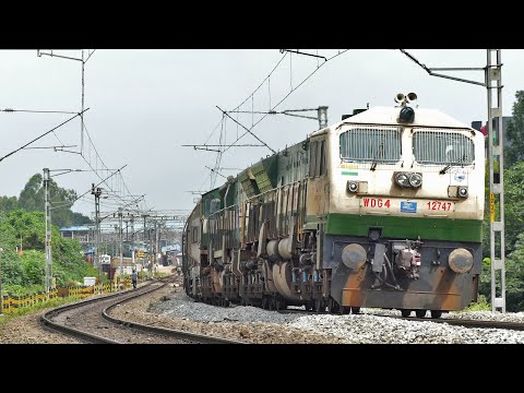 GORGEOUS GOLDEN ROCK DOUBLE DIESELS join MAIN LINE from LOOP !! TANKER TRAIN | Indian Railways