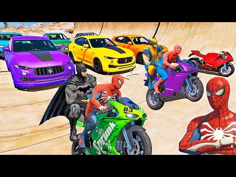 CORRIDA DE MOTOS DO HOMEM ARANHA NA RAMPA ONDULADA (1) GTA 5