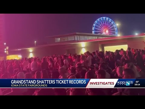 YouTube video thumbnail: KCCI Investigates: Behind the Iowa State Fair's Record-Breaking Grandstand Lineup