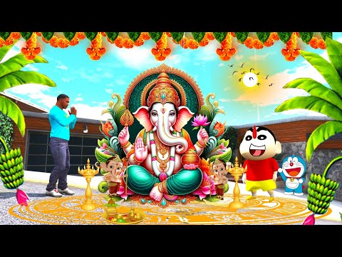 GTA 5 | Ganesh Chaturthi Celebrations With Rudra & Franklin Shinchan & Doraemon In GTA 5