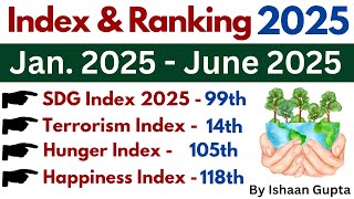 INDEXES & RANKING 2025 - Last 6 Months - Jan. To June 2025 - For JKSSB/SSC/BANKING #ssc #ssccgl
