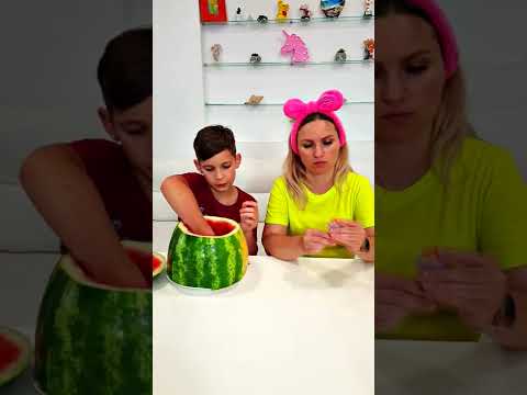 OMG She hid chupa chups in a watermelon vs Candy in Watermelon! 😂 #shorts