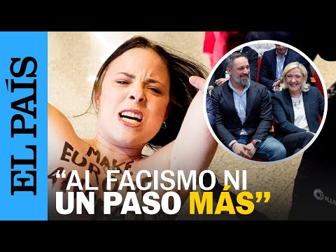 PATRIOTS MADRID | Activista de Femen interrumpe la cumbre de la ultraderecha con Abascal y Le Pen