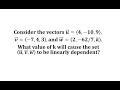 Understanding Linear Dependence of Vectors