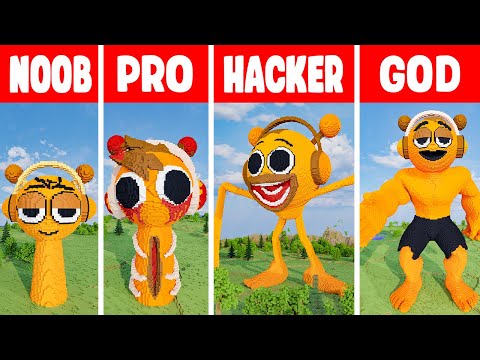 Minecraft OREN SPRUNKI INCREDIBOX STATUE BUILD CHALLENGE - NOOB vs PRO vs HACKER vs GOD