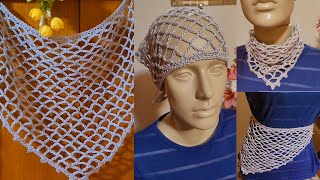 LENÇO, BANDANA, ACESSÓRIO EM CROCHÊ PEÇA VERSÁTIL | FÁCIL E RÁPIDA | Passo a Passo