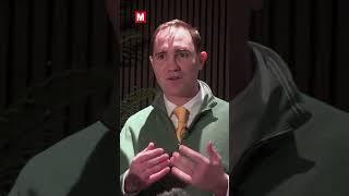 Nick Delahanty speaks to the media about his presidential campaign