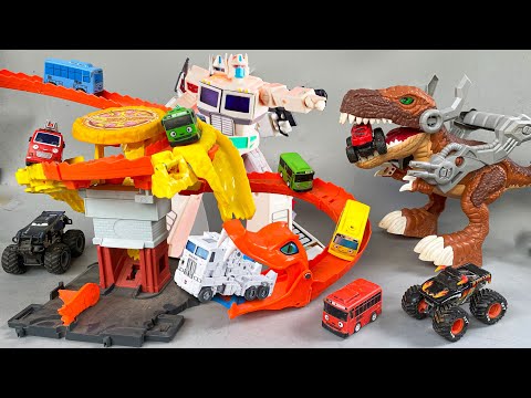 Transformers Kingdom Ultra Magnus Rescue Monster Truck Wheels Tayo Little Bus form Dinosaur Cartoon